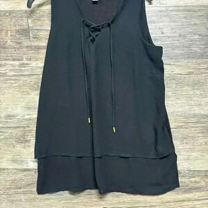 MICHAEL Michael Kors Black Lace-Up Coverup Tank